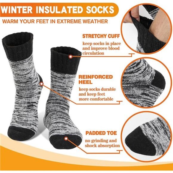3 Pairs Unisex Warm Thermal Socks Winter Insulated Socks for Cold Weather - Picture 4 of 6